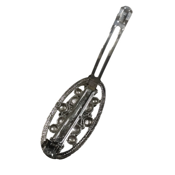 Goodies Circles Silver Tone Hair Barrette Tension Clip Roman Shield Design - Picture 6 of 9